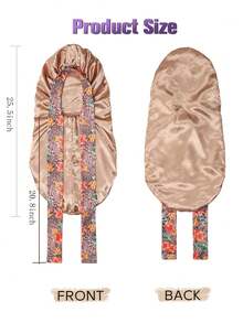 1pc Long Satin Printed Braided Hat - Sleep Silk Hair Cap With Elastic Straps, Suitable For With Curly Hair(Random Print Pattern) - A - View 4