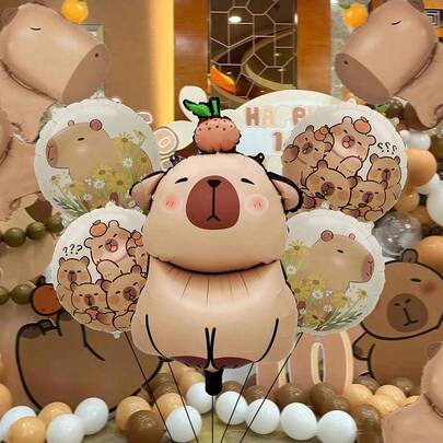 5 件套水豚铝箔气球，生日派对装饰，适用于婚礼、生日、毕业派对装饰