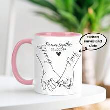 1pc,11oz,Personalized Couple Mugs, Custom Coffee Mugs, Ceramic Material, Give Him Her Valentine's Day Gift, Name,Best Couple Ever Present, Unique Gift For Boyfriend Girlfriend Husband Wife - 7 Colors (Couple Mugs), Birthday/Christmas/Anniversary Gift - Multicolor - View 6