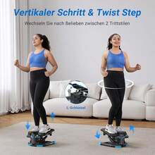 MERACH Mini Stepper For Home, Swing Stepper With 150 Kg Load Capacity And Resistance Bands, Twist Stepper For Effective Leg/Arm/Butt Training, Fitness Equipment For Home Office - 黑色 - 查看 5