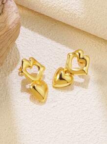 1 Pair Stainless Steel Cute Lip Shape & Heart Cartoons Earrings, & Playful Design, Suitable For Women's Daily Wear, Dates, Valentine's Day Gifts