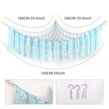 1 件毛绒填充动物悬挂式吊床网秋千，大号装饰性收纳秋千架，适用于家庭客厅卧室，可爱有趣的礼物装饰，100X100X150cm 手工针织三角吊床（不含灯）