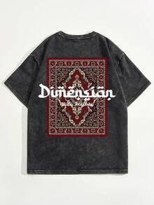 Shwiy Herren Vintage gewaschenes Kurzarm T-Shirt, lässiges, vielseitiges minimalistisches & florales Druckdesign, geeignet für den Alltag und Urlaub, Frühling/Sommer