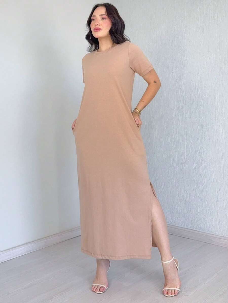 Women's Long Dress 100% Cotton - 米色 - 查看 1