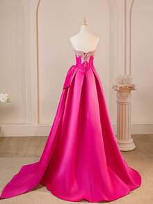 Vestidos de bola con aplicaciones estilo Bridgerton para mujeres, vestido de dama de honor, vestido de noche de hermanas para temporada de bodas, formal, para invitados de boda - Rosa Fucsia - Ver 2