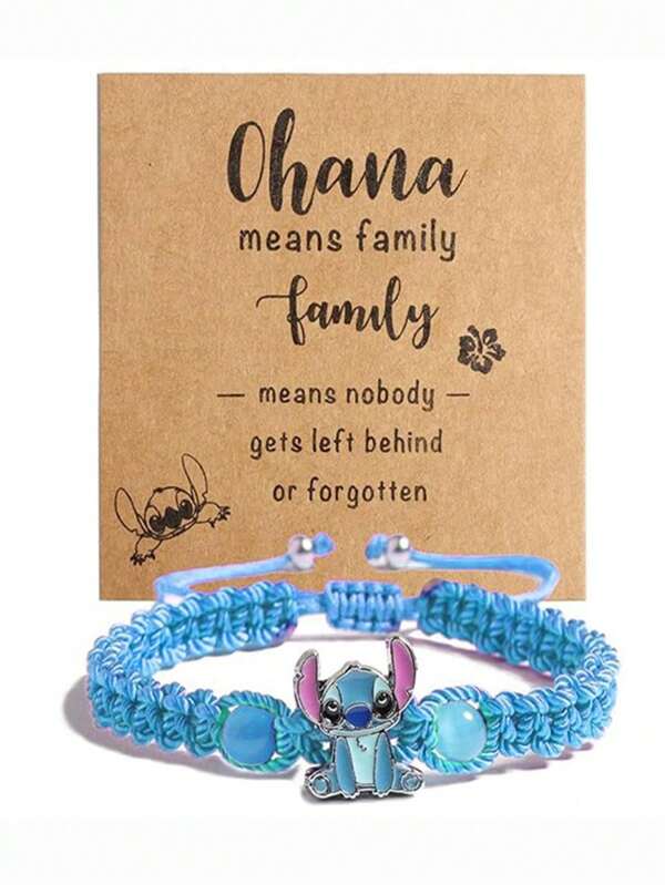 Disney 1pc Disney Cartoon Stitch Alloy Craft Adjustable Braided Bracelet