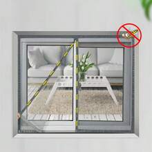 灰色磁性蚊帐纱窗，家用自粘式蚊帐，磁性窗户，隐形网，自动关闭，可水洗，窗户专用纱窗， - 灰色 - 查看 1