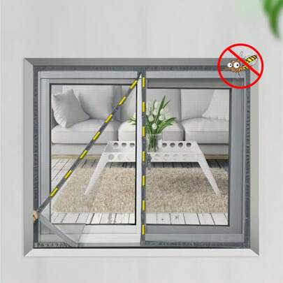 Gray Magnetic Mosquito Screen Window, Household Self-Adhesive Mosquito Net, Magnetic Window, Invisible Net, Automatic Closing, Washable, Window Specific Fly Screen,