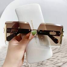 1 Pair Women's Metal Frame Elegant Fashion Glasses, Suitable For Beach, Street, Photography And Other Occasions For Summer Beach Vacation,Outdoor,Travel