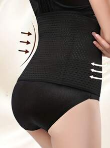 1pc Women's Adjustable Buckle Waist Belt, Breathable Hollow Out Waist Trainer Cincher Shapewear Corset, 3 Rows Of Buttons