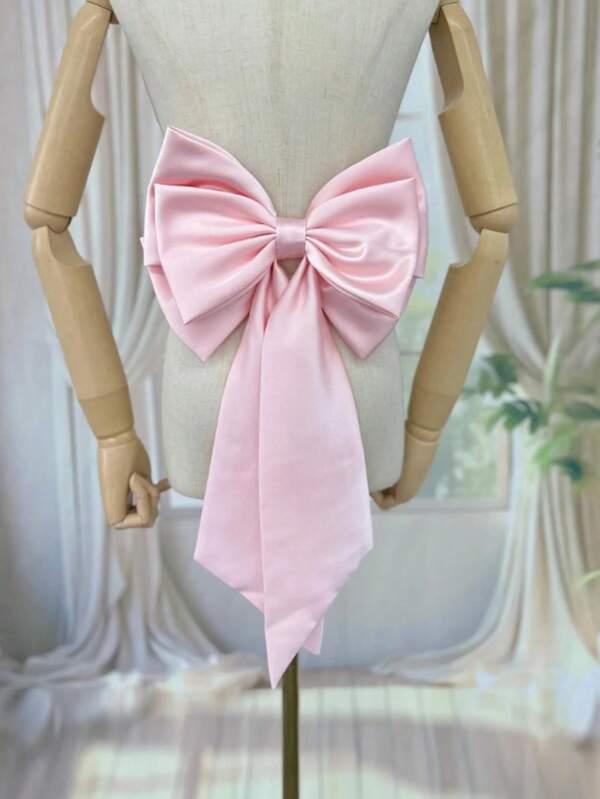 1pc Satin Fabric Bow Decor Back Accessory Waist Decoration,For Romantic Wedding Dress