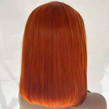 13x4 Lace Front Short Bob Wig 350 Ginger Orange Color 13x4 Straight Transparent Lace Frontal Wigs Human Hair For Black Woman 10 Inch - S350 - Xem 4