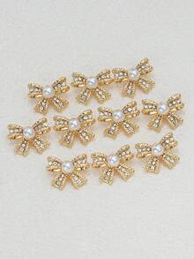 8pcs/Set Vintage 3D Bow Rhinestone Pearl Metal Buttons, Suitable For Shirts, Cardigans, Dresses, Wedding Gowns, Suits, Uniforms, Decoration, DIY Bouquets, Boxes, Jewelry Gifts, Handicrafts