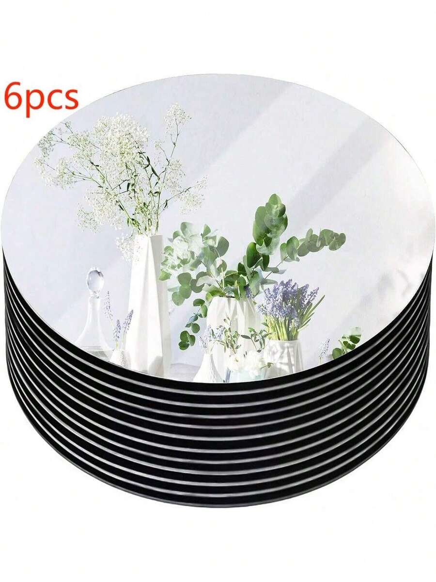 6/12PCS Acrylic Round Mirrors For Centerpieces Circle Mirrors Candle Plates For Wall Wedding Table Centerpieces Round Mirror Tray For Party - Multicolor - View 1