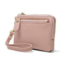 Mini Leather Coin Purse With Keychain Fashion Multi-Zip Wristlet Wallet Card Holder Portable For Women Wallet Mini Wallet Purse Wallet Coin Wallet Travel Wallet