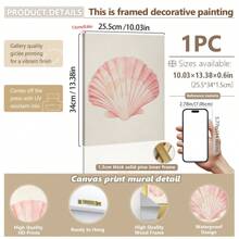 1 pieza, Cuadro colgante de lienzo, enmarcado, Arte de pared, Pósteres, Impresión de concha color rosa pastel, Decoración de habitación de playa, Póster de surf oceánico, Casa de playa, Chica de coco universitaria, Decoración de dormitorio elegante, Decoración de habitación, Arte rosa, Decoración del hogar