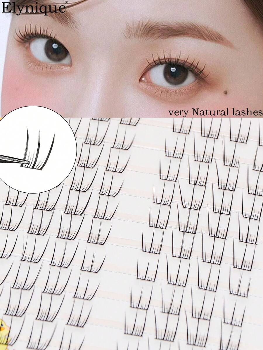 80 片簇状 D 卷睫毛，韩国女子组合睫毛，可重复使用且持久，日本妆容浓密自然，纤细睫毛延长，送给女士和女孩的礼物，单根睫毛，佩戴舒适无刺激睫毛簇，睫毛簇，单根睫毛，睫毛，假睫毛