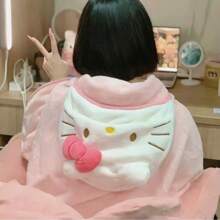Sanrio 1 pieza Manta con capucha de Hello Kitty by Sanrio - Felpa suave de coral, rosa, cómoda para la oficina, el aula, el sofá o la cama, ideal para fans del personaje y para mantener el calor en la cama | Manta decorativa | Producto de marca Sanrio, manta de Hello Kitty para decoración de baño del hogar, verano, vuelta al colegio, salón de belleza