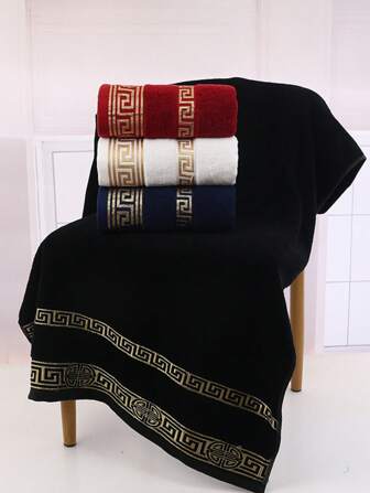 Luxe, klassieke jacquardpatroon badhanddoekenset van 1/2/6 stuks, zacht absorberend, dun en gemakkelijk mee te nemen. Afmetingen: 34*74 cm / 49*99 cm, zacht aanvoelend, geschikt voor badkamer, douche, zwembad, hotel, volwassenen, hoogwaardig thuisgebruik, cadeau. Terug naar school voor schoonheidssalons, thuisgebruik en badkamer.