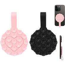 1pc Silicone Double-Sided Suction Cup Phone Case Adhesive Bracket, Strong Adhesion, Anti Slip Multifunctional Phone Bracket, Heart-Shaped Solid Color, With Hanging Ears, Easy To Clean, No Discoloration, Travel Essentials, Sports School Supplies, Vacation Camping, Vacation Essentials, Vacation Accessories - Multicolor - View 2