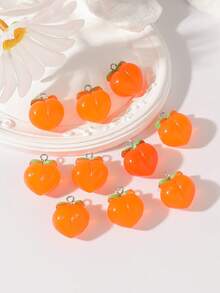 10pcs Cute Sweet Pink Peach Pendant, Suitable For Princess Style Earrings, Bracelets, Necklaces, Phone Chains And Other Accessories - Pink - View 5