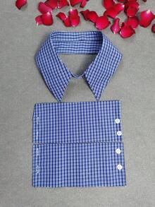 1pc Men's Elegant Embroidery Dual-Color Plaid Polyester Fashion Collar, Versatile For All Seasons - Multicolor - View 7