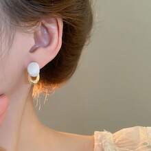 1 对优雅简约水滴和珠子可翻转耳钉，适合春夏季 - 豆豆耳環 - 查看 8