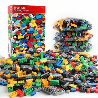 500-1000pcs Random DIY Creative Building Blocks Assorted Set, Classic Urban Building Blocks