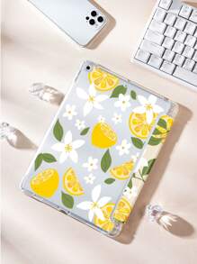 Lemon Flower Double-Sided Print Protective Case Compatible With IPad Air 4/5th Gen 2022, IPad 10th Gen, Galaxy Tab A8 10.5", Tab, With Pencil Slot, Anti-Drop, Auto Sleep/Wake