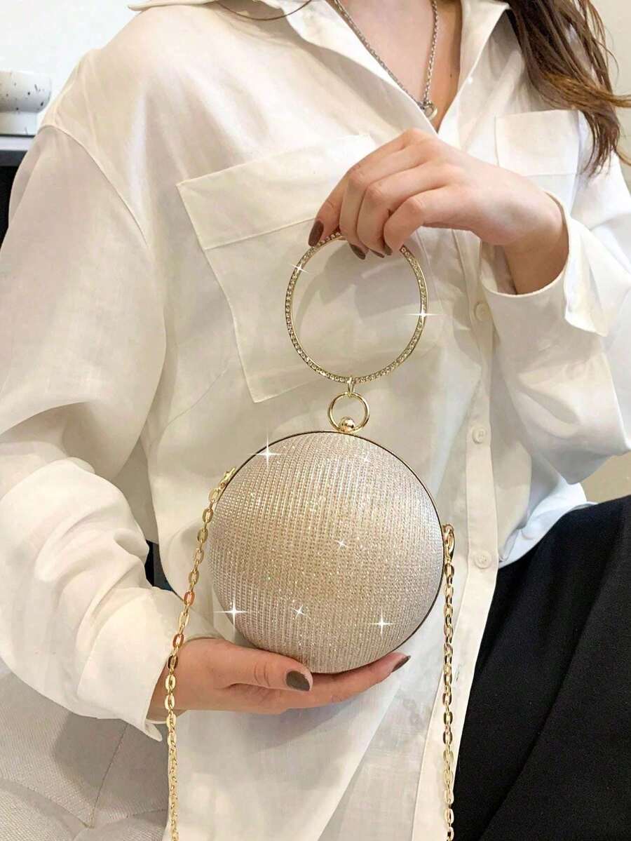 Fashionable Mini Handbag, Shoulder Bag, Crossbody Bag, Evening Clutch - Gold - View 1