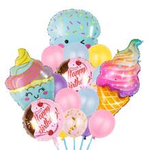 Summer Party Ice Cream & Donut Foil Balloons, 5-Pointed Star Decorative Balloons