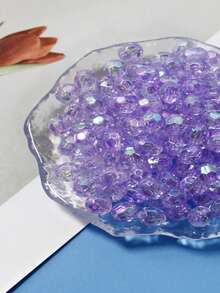 200 件彩虹色亚克力珠，8 毫米刻面圆形宝石珠，透明 AB 白色工艺珠，适用于 DIY 手链、项链、珠宝制作