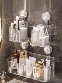 1 Stück Wandsaugnapf Lagerregal ohne Bohren, Badezimmer Make-up Aufbewahrungsregal, abnehmbare und waschbare Aufbewahrungskörbe für Küche, Badezimmer Heim Badezimmerdeko Badezimmer Organizer Sommer