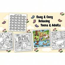 [Must-Have For Hand Painting]: Cozy Girl Life - Coloring Book, Presents Beautiful Scenes In A Minimalist Art Style, Helps You Easily Color And Express Your Unique Creativity In A Relaxing Way. Even On A Busy Day, You Can Relax And Immerse Yourself In Nature. Suitable As A Gift For Mother's Day, Father's Day, Children's Day
