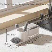 1pc Kitchen/Bathroom Soap Dispenser With Storage Shelf, Multi-Functional Dish Soap/Hand Soap Dispenser With Sponge Holder, Refillable And Reusable Detergent Dispenser For Sink, Countertop, Shower Room Kitchen Items Kitchen Accessories Kitchen Tools - Multicolor - View 19