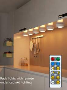 1/3pcs LED Clap Lights, 3 Color Modes, Powered By 3 AAA Batteries & Remote Control Dimmable, Suitable For Bedroom Wardrobe, Kitchen Cabinet, Novelty Night Light, Warm White Natural Lighting - Multicolor - View 2