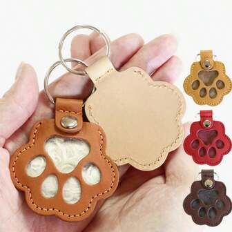 1pc PU Leather Pet Memorial Hair Bag, Keepsake For Cats & Dogs, Portable Multifunctional Keychain Holder