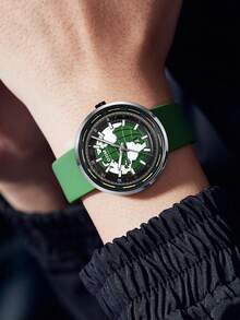 DOM 1pc Silicone Luminous Ball Calendar Round Dial Quartz Men's Watch With Gift Box, Suitable For Daily Wear And Decoration - Shape - View 4