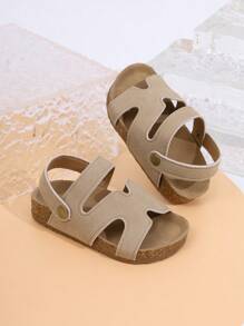 1 Paio di Sandali casual in stile moda per bambini, con suola morbida, color kaki, scarpe da spiaggia estive unisex per bambine e bambini, con suola morbida, slip-on, punta aperta