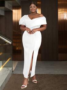 Sexy Women V-Neck Front Slit Cocktail Dress, For Birthday, Wedding Guest, Graduation, Dinner, Homecoming New Year Eve,