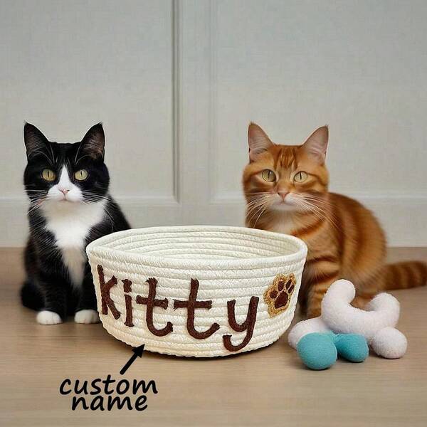 Personalisierter Hundenapf Korb mit individuellem Haustier Namen, Leckerchen Behälter, Welpen Leckereien Korb, Geschenk für neue Welpen, individuell beschrifteter Welpennapf, Hundeorganizer