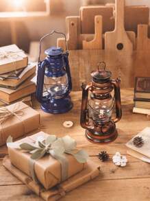 1pc Vintage Kerosene Lamp, Old-Fashioned Desk Lamp Decor, Retro Lantern For Camping Tent, Bar Restaurant Decoration