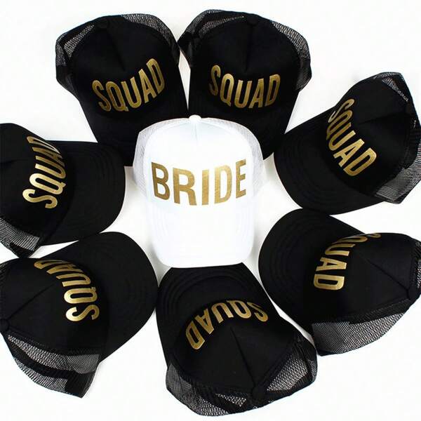 AR Boné de beisebol feminino com estampa de "Noiva", estilo caminhoneiro, estilo urbano, ajustável, proteção solar, casual, de malha, adequado para primavera, outono, viagens ao ar livre, festa na praia