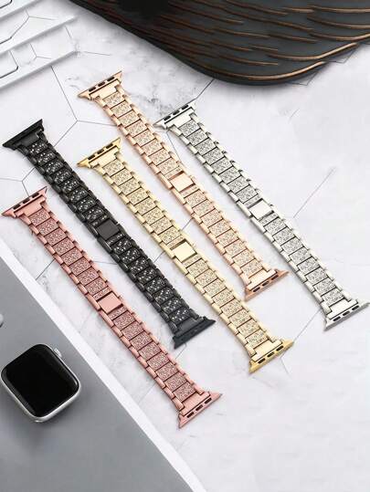 1pc Rhinestone Metal Quick Release AppleWatch Band Women Strap Compatible With Apple Watch 38mm 40mm 41mm 42mm 44mm 45mm 49mm S10 46mm Fashionable Casual Wristband Adjustable Stainless Steel Quick Release Strap Compatible With Watch 1 2 3 4 5 6 7 8 9 SE Ultra, Sport Bracelet Replacement Smart Watch Accessories For Daily,Party,Back To School Gift For Mother, Father, Lover, Student