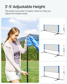 SONGMICS 4 Meter Badminton Net, Volleyball Net With Height-Adjustable Posts, Portable Tennis Net For Youth, Blue MSYQ400 - Blue - View 3