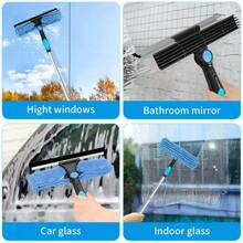 1 Set Extendable Window Cleaning Brush And Tools, With Telescopic Rod, Reusable Ultra-Fine Fiber Pads, Stainless Steel Handle - Long Reach Outdoor Glass Cleaning Tool, No Electricity Needed, Machine Washable