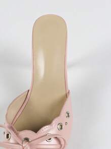 Women's Fashion Pointed Toe Pink Bow Citrus Party Evening Wedding Simple Slip-On Thin High Heel Pumps