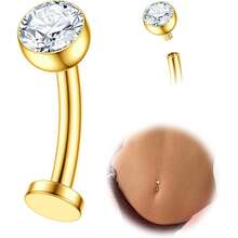 AVYRING 1 件装浮动 G23 钛金肚脐环 防过敏内螺纹肚脐环 14G 女士肚脐穿孔饰品金银 - 彩色 - 查看 11