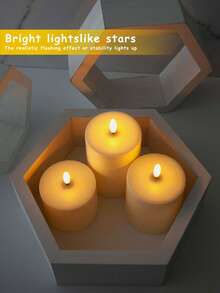 3pcs Flameless Pillar Candles, Battery Operated Candles, Romantic Atmosphere Decor Lights, Smokeless Electronic LED Candles, Suitable For Home, Festival And Wedding Decorations - 3 Packs - Beige - View 7