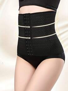 1pc Women's Adjustable Buckle Waist Belt, Breathable Hollow Out Waist Trainer Cincher Shapewear Corset, 3 Rows Of Buttons